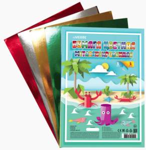 Бумага цветная металлизированная A4 80 г/м² 5 цв 5 л