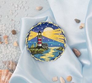 Набор для вышивания Живая картина брошь Ночной маяк 5,5 х 5,5 см Panna