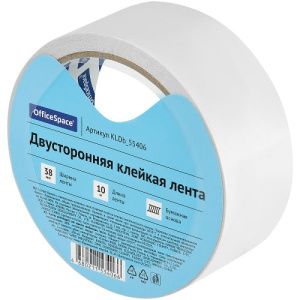 Клейкая лента двусторонняя OfficeSpace 38ммх10м бумажная основа