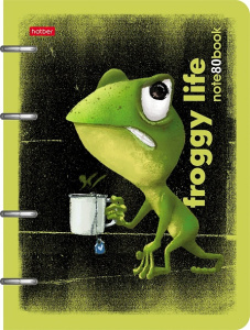 Тетрадь 4 кольца А5 80л Лягух Кир Hatber