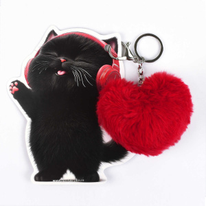 Брелок меховой КОТЕНОК В НАУШНИКАХ