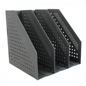 Вертикальный накопитель 3 отделения Deli складной 250х256х243мм складной темно-серый