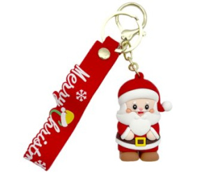 Брелок для ключей Санта Клаус резиновая фигурка 6см