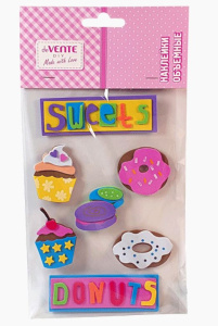 Наклейки объемные 11x18см Sweet donuts из фоамирана карточка в пластиковом 