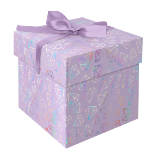 Коробка складная подарочная MESHU Crystals 15x15x15см с лентой