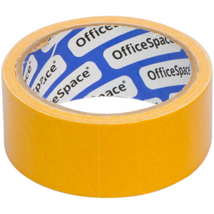 Скотч 38x10 двухсторонний OfficeSpace тканевая основа