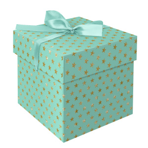 Коробка складная подарочная 15x15x15см Stars MESHU с лентой c блестками