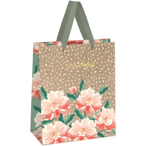 Пакет подарочный 18х23х10см MESHU Flowers крафт