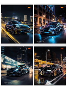 Тетрадь А5 36л клетка ночной автомобиль