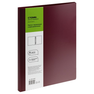 Папка А4 c пружинным скоросшивателем СТАММ Диагональ 17мм пластик гранат