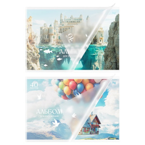 Альбом для рисования 40л А4 на скрепке BG Гравитация снов пластиковая обложка