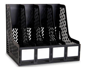 Вертикальный накопитель на 4 отдела Deli E9846 black пластиковый складной черный