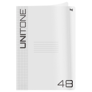 Тетрадь 48л А4 клетка BG UniTone пластиковая обложка прозрачный