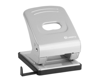 Дырокол до 40 листов с линейкой, Lamark Metallic, металлический корпус, 2 отверстия, цвет серый