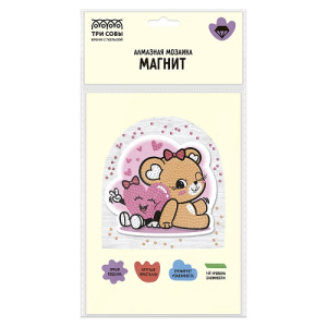 Алмазная мозаика магнит ТРИ СОВЫ Мишка и Сердечко
