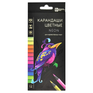 Карандаши цветные НЕОН 12цв деревянные 