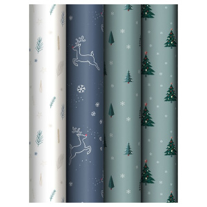 Упаковочная бумага 70х100см MESHU Christmas tree 80г/м2 ассорти