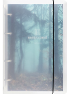 Тетрадь на кольцах А5 120л клетка туманный лес с пластиковой обложкой на резинке