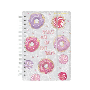 Записная книжка А6+ 80л клетка Пончики с резинкой