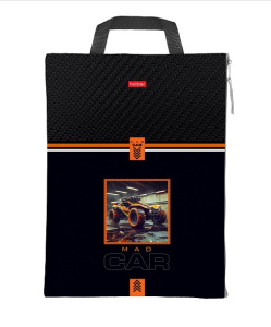 Сумка - папка для трудов А4 текстильная MAD CAR с ручкой