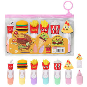 Набор текстовыделителей 6 цветов 1-4 мм Фастфуд