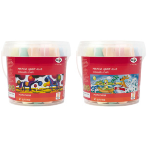 Мел цветной 21шт 6цв для асфальта Гамма Мультики