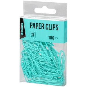 Скрепки 28мм Berlingo 100шт голубые