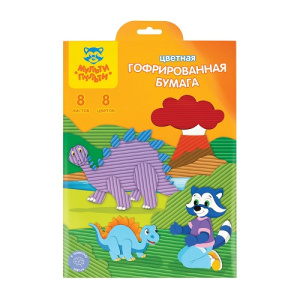 Бумага цветная гофрированная А4 8л 8цв Мульти-Пульти в папке