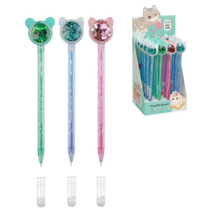 Ручка гелевая стираемая 0,5мм MESHU Funny smile синяя  ассорти