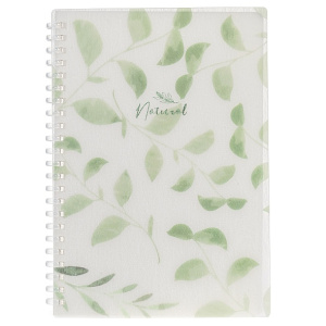 Тетрадь А5 80л клетка NATURAL LEAVES с пластиковой обложкой