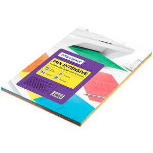 Бумага цветная офисная А4 100л 80г/м2 интенсив 5цв 20л OfficeSpace intensive mix