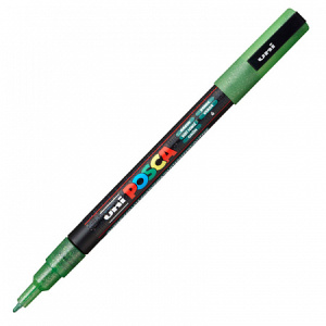 Маркер POSCA PC-3ML зелёный с блёстками 0.9-1.3мм пулевидный наконечник
