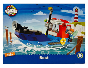 Конструктор 118 деталей Kids Brick's Лодка 