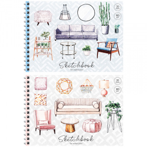 Скетчбук А5 20л 180г/м2 для акварели ArtSpace Watercolor design