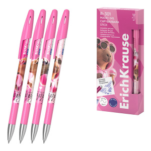 Ручка гелевая 0,5мм синие стираемые чернила ErichKrause R-301 Magic Gel Stick CapyBarbara