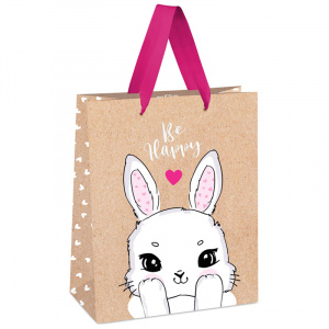 Пакет подарочный 18x23x10см крафт MESHU Funny bunny