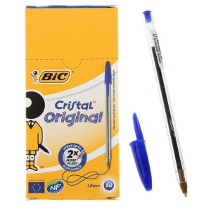 Ручка шариковая 1,0 мм синие чернила BIC Cristall