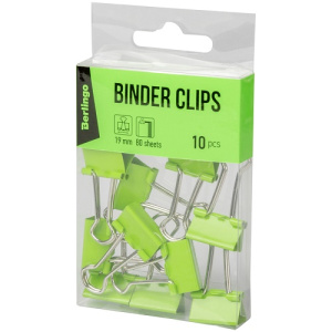 Зажимы для бумаг 19мм зеленые Berlingo 10шт