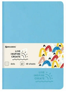 Тетрадь А5 48л точки Brauberg кожзам