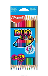 Карандаши цветные 12 цв двухсторонние трехгранные Maped