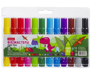 Фломастеры 12 цветов Hatber JUMBO ДИНОСАД 
