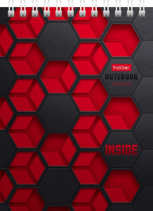 Блокнот А6 40л клетка INSIDE на гребне