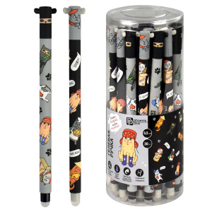 Ручка гелевая пиши стирай 0,5 мм синие чернила  Коты разных стран