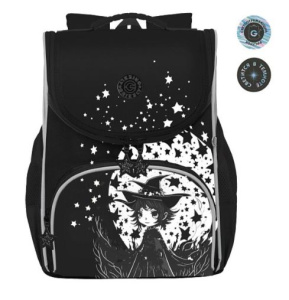 Рюкзак школьный с мешком (RAm-584-7/1 черный - фосфорный)