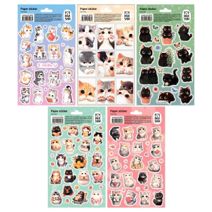 Наклейки бумажные MESHU Cute cats 12х21см ассорти 