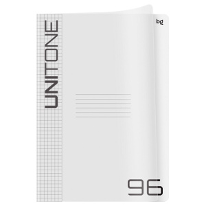 Тетрадь 96л А4 клетка BG UniTone пластиковая обложка прозрачный