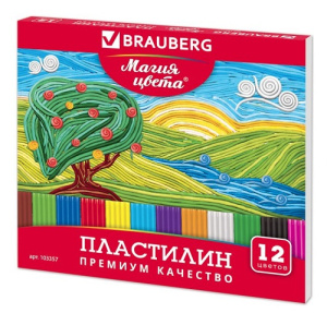 Пластилин 12цв классический BRAUBERG МАГИЯ ЦВЕТА 240гр со стеком