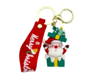 Брелок для ключей Merry Christmas резиновая фигурка 6см с карабином кольцом