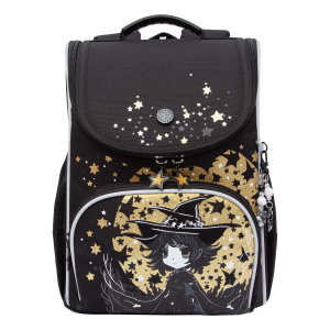 Рюкзак школьный с мешком (RAm-584-7/2 черный - золотой)