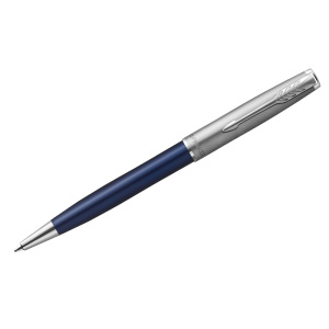 Ручка шариковая 1,0 мм Parker Sonnet Sand Blasted Metal&Blue Lacquer черные чернила